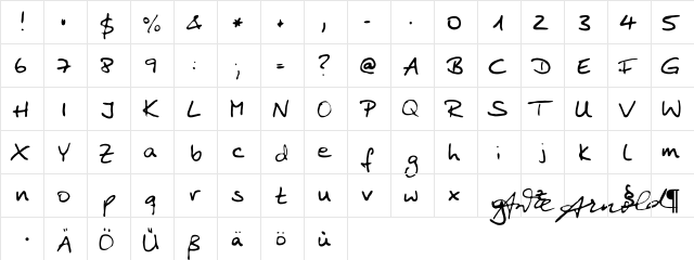 Anke Print Regular  glyph index