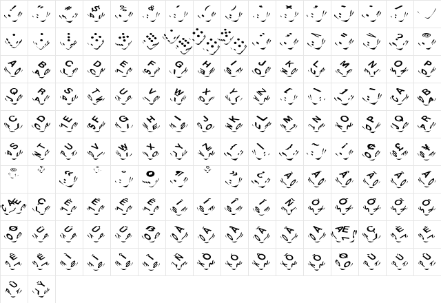 boggles Regular  glyph index