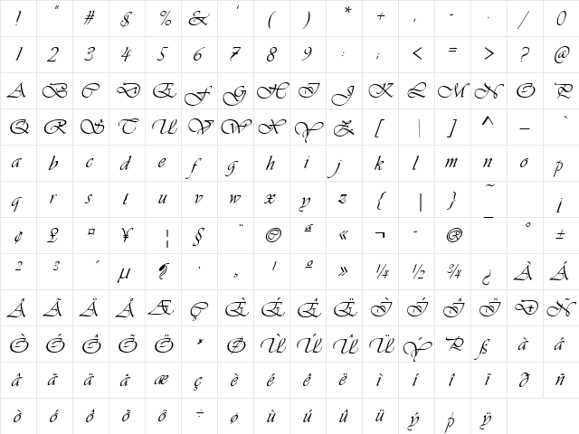 UVN Vi Vi Regular  glyph index