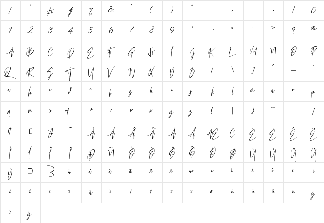 California Street Regular  glyph index