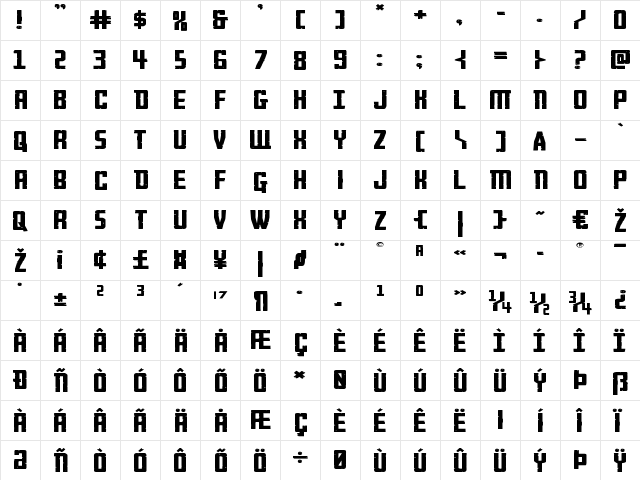 Rockledge Extra-Expanded Extra-Expanded  glyph index