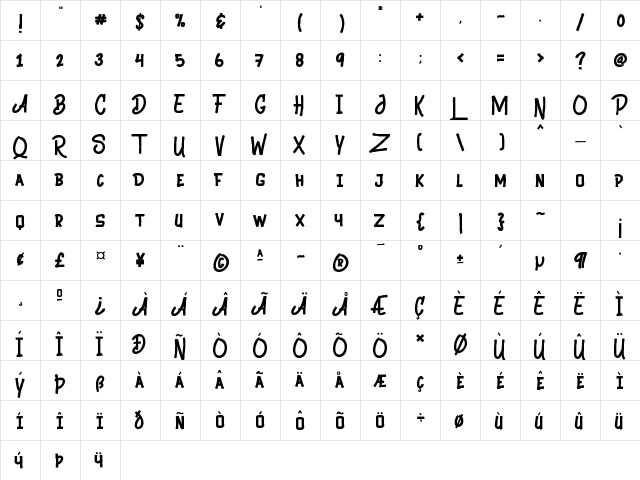 Black Animal Regular  glyph index