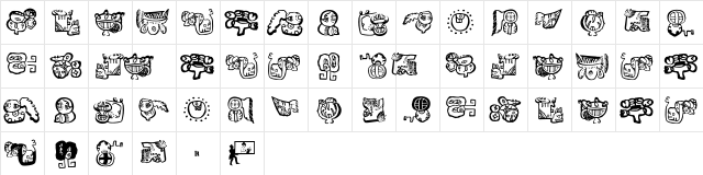 EighteenMayanMonths Regular  glyph index