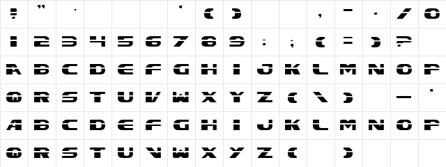 Excelsior Laser Regular  glyph index
