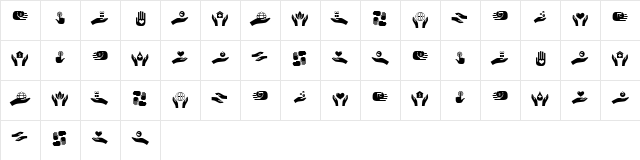 Various Hands Regular  glyph index