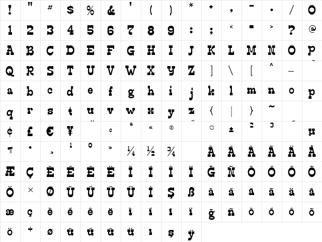 TR Edmunds Regular  glyph index