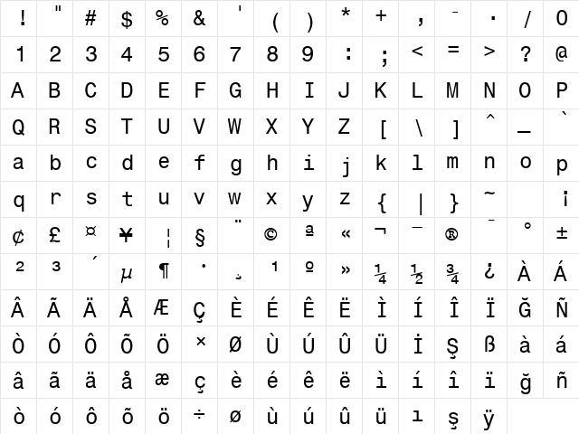 00485 Regular  glyph index