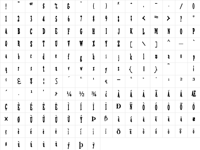 TrojanFinal87 Regular  glyph index