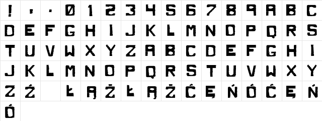 Dirty Dung Solid Regular  glyph index