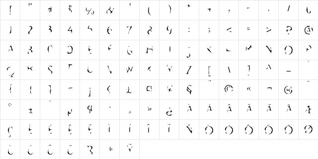 Commonworld Regular  glyph index