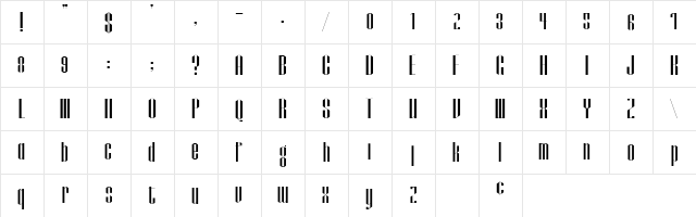 Papercut Regular  glyph index
