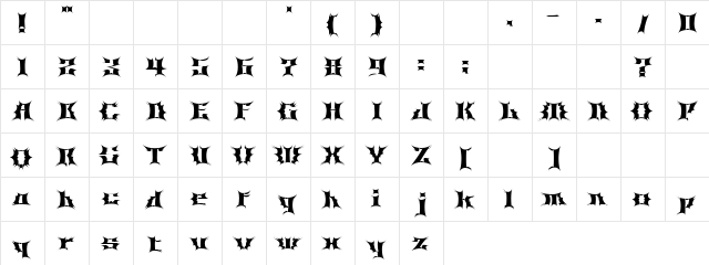 Leaping Lona Regular  glyph index