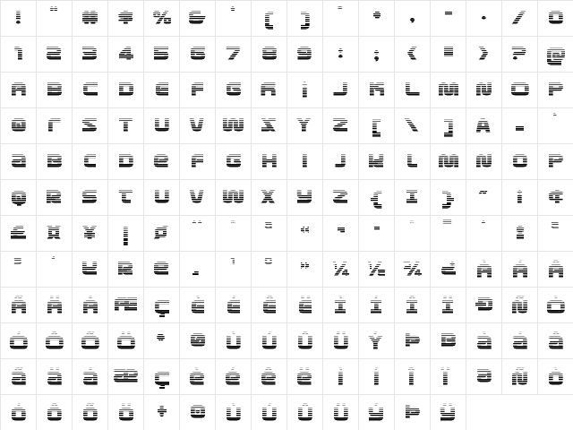 Metronauts Gradient Regular  glyph index