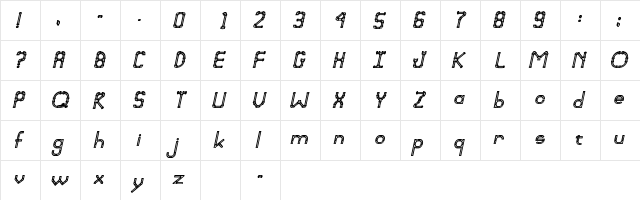PVCSSK BoldItalic  glyph index