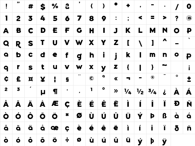 Belong Sans ExtraBold  glyph index