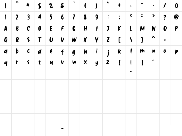 Black Archer Regular  glyph index