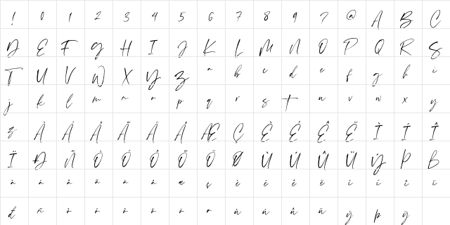 Scatter Ink Regular  glyph index