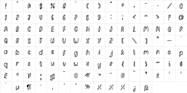 Minkem Outline Regular  glyph index