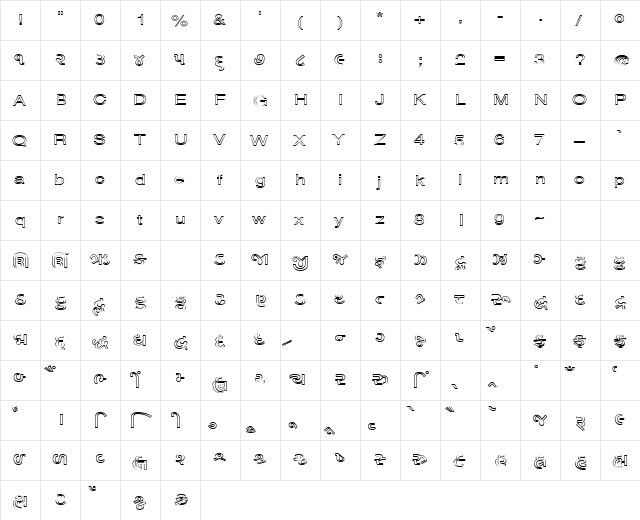 AkrutiOfficeRupal Normal  glyph index