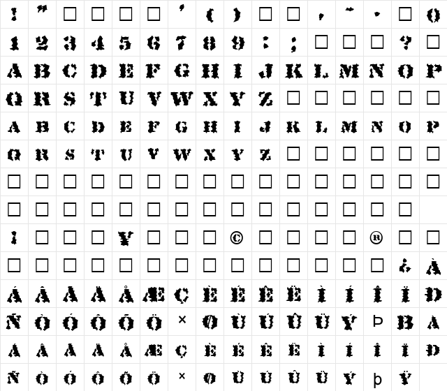FZ WACKY 19 Normal  glyph index
