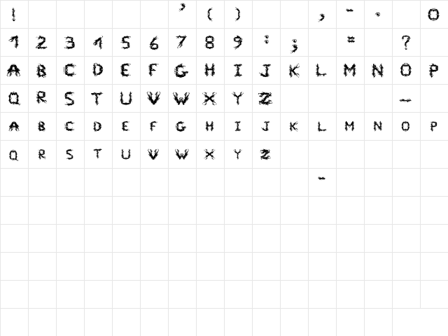 Fire Dusk - Grunge Regular  glyph index