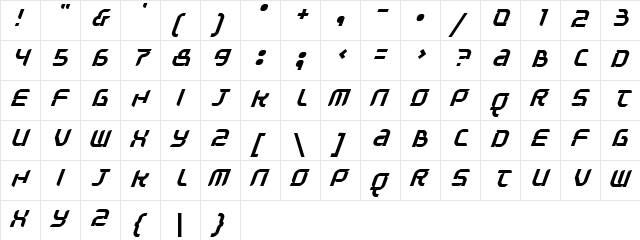 Question of time Regular  glyph index