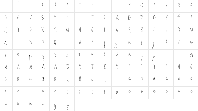 Sympathi Regular  glyph index