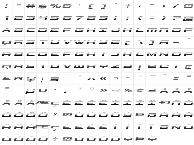 Classic Cobra Gradient Italic Italic  glyph index