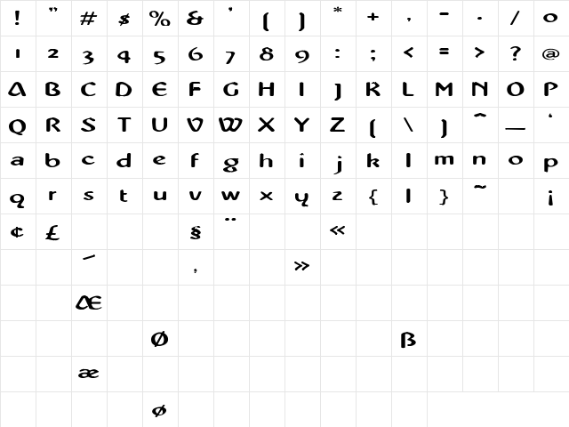 Jungle 3 Regular  glyph index