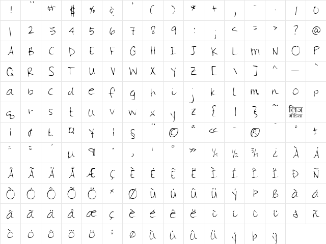 LEHN115 Regular  glyph index