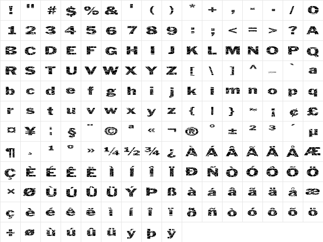 FZ BASIC 56 CRACKED EX Normal  glyph index