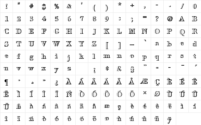 BodoniAntTDemBolRe1 Regular  glyph index