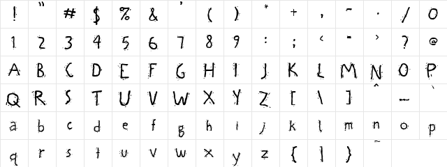 PC Pig Pen Regular  glyph index