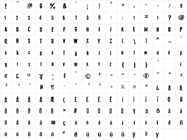 Old Typography Regular  glyph index