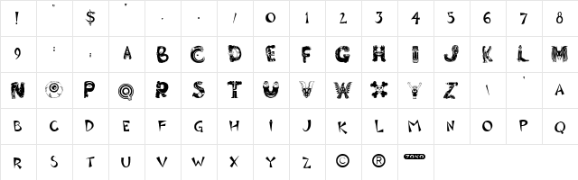 Zono CreatureCaps  glyph index