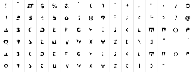 Cyber Weapon Regular  glyph index