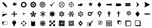 CarrDingbats1 Regular  glyph index