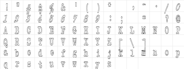 Hollow Type Regular  glyph index