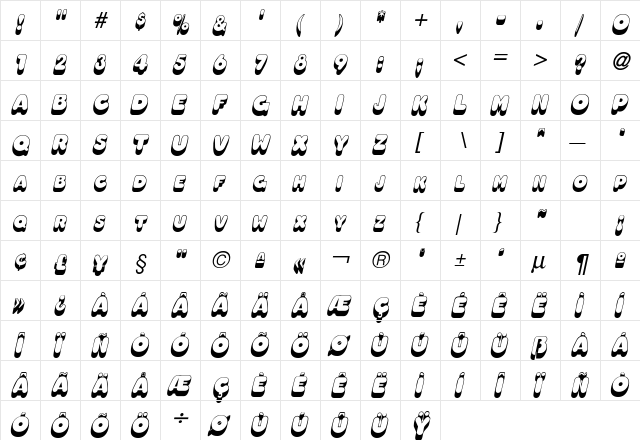 OleadaShadowSCapsSSK BoldItalic  glyph index