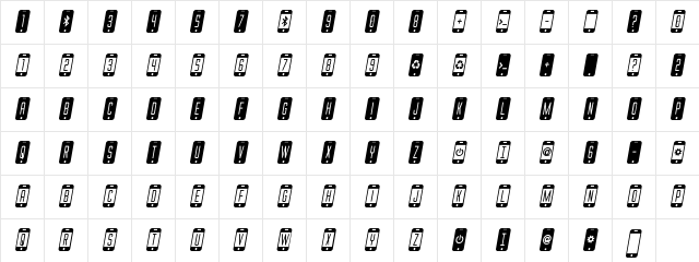 iDroid S Italic Italic  glyph index