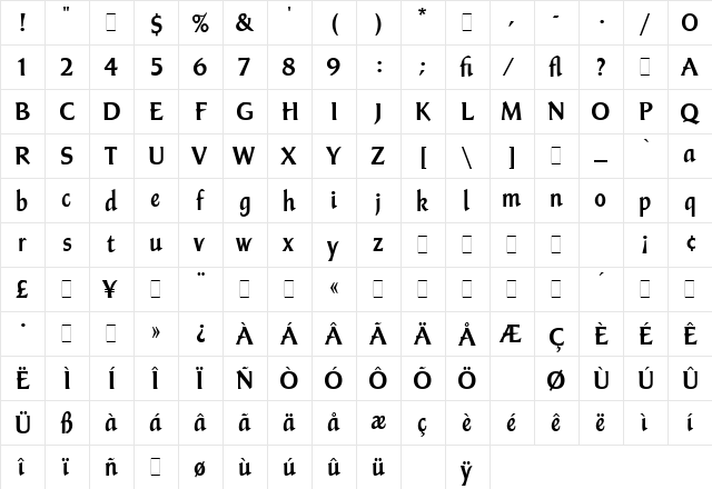 Champers LET Plain  glyph index
