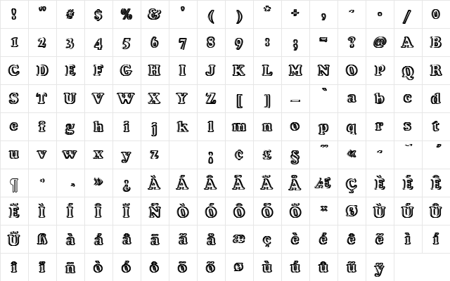 CooperBlaOutDConRe1 Regular  glyph index
