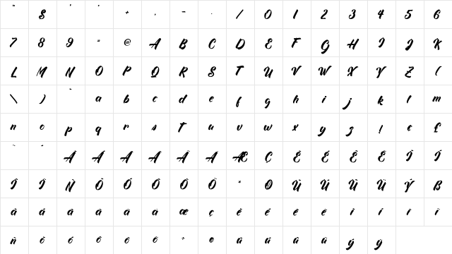 White Mackintosh Regular  glyph index