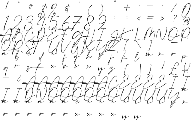 Amalfi Coast Regular  glyph index