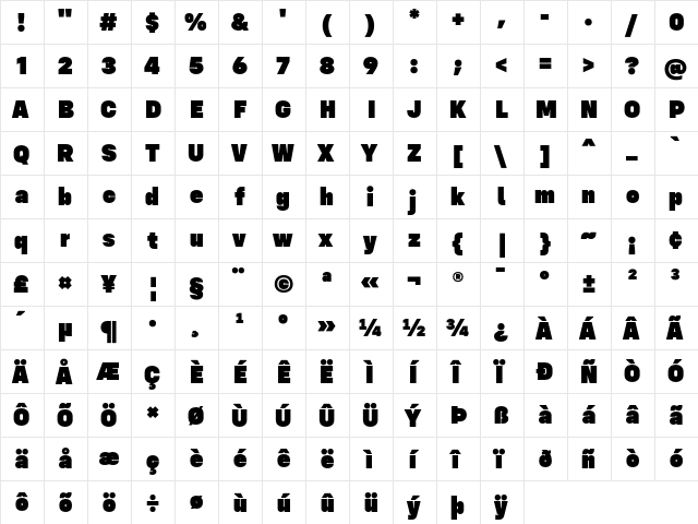 Config Ultra Regular  glyph index