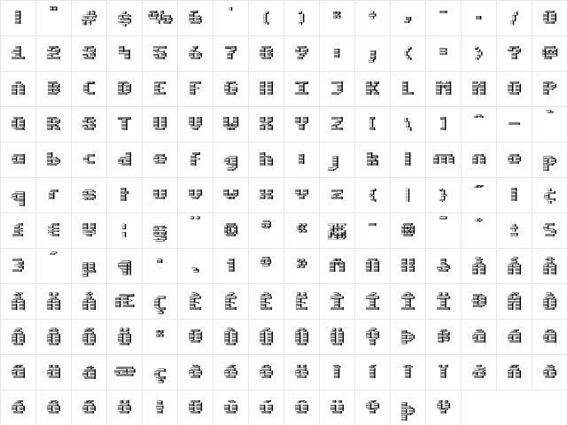 Estrogen-Wall Roman  glyph index