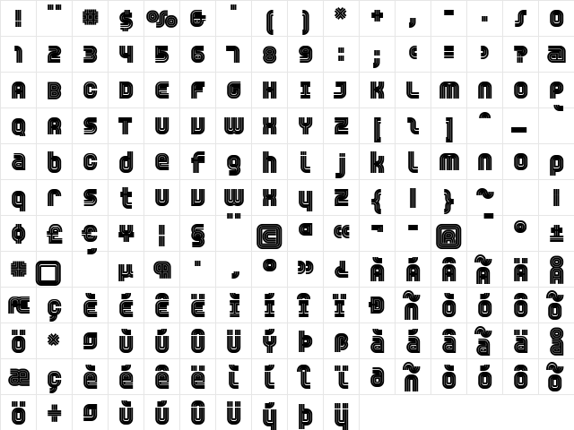 Trisect Black  glyph index