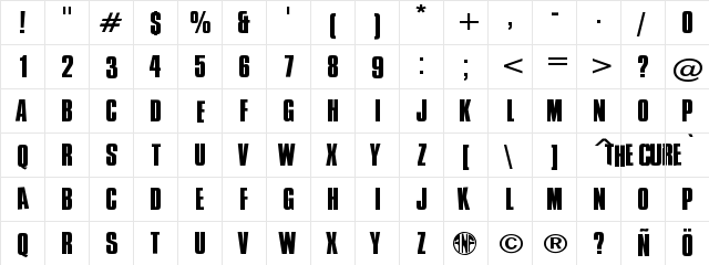 New Regular  glyph index