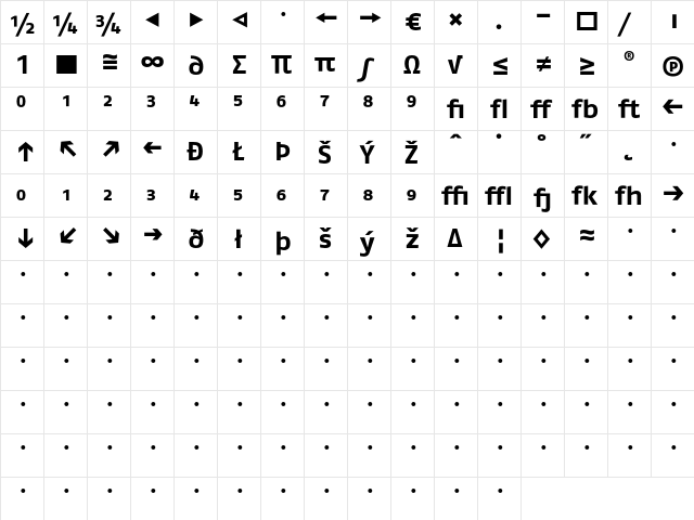 FagoEx BoldExp  glyph index