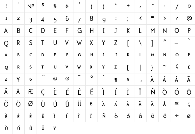 Mercury SmallCaps  glyph index